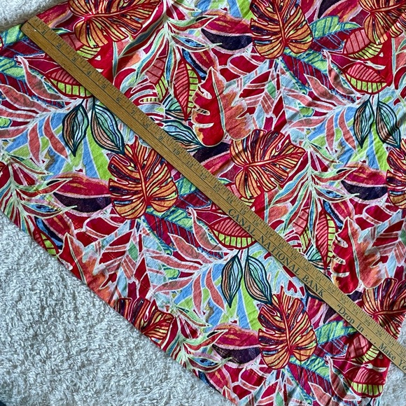 C&C California Colorful Leaf Print Sleeveless A-Line Linen Summer Dress Sz Large - Picture 10 of 13